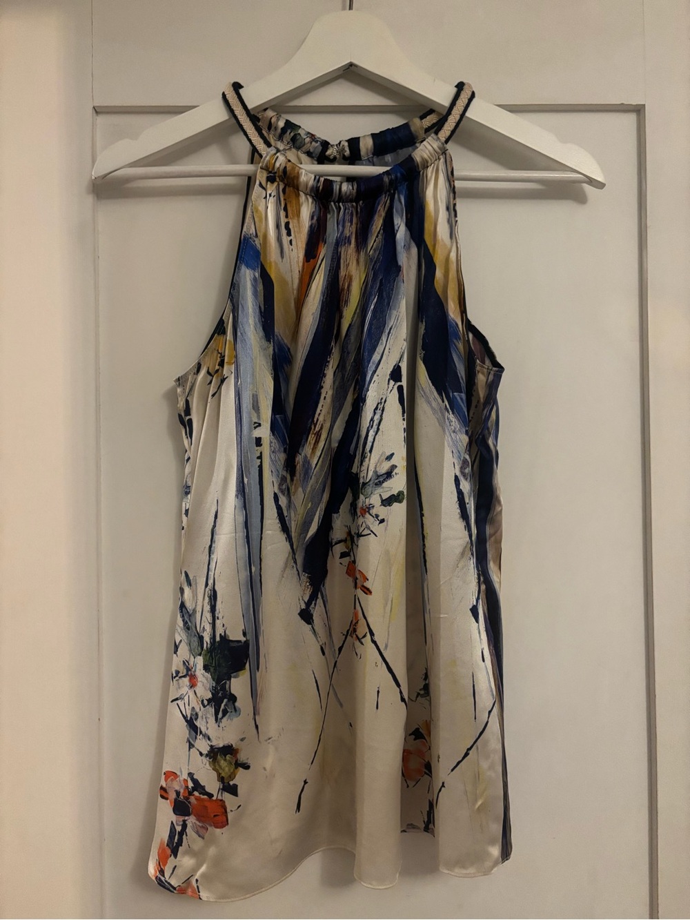 Elie Tahari | Abstract Watercolor Print Halter Blouse